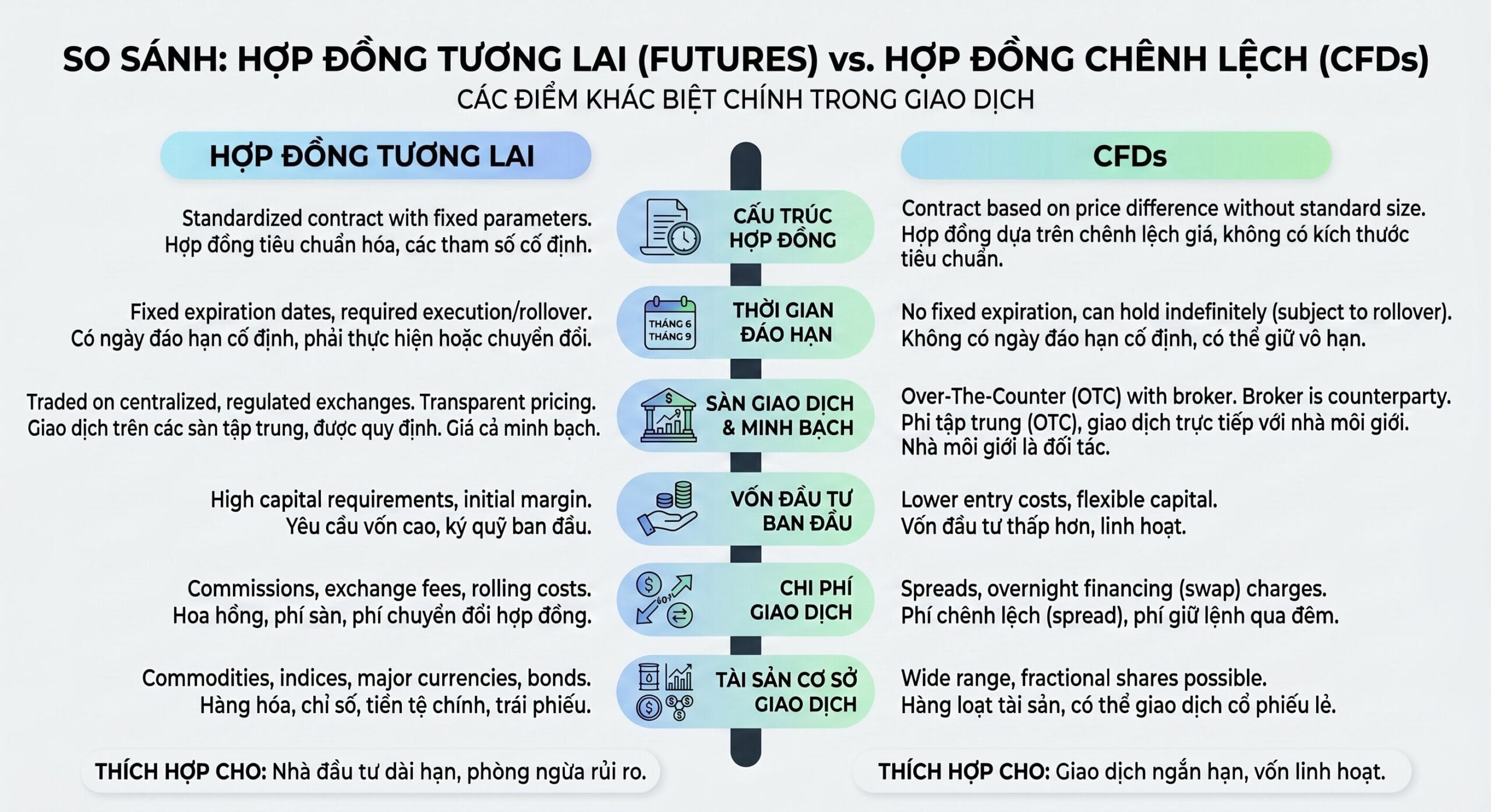So sánh hợp đồng tương lai (Futures) và hợp đồng chênh lệch (CFDs)